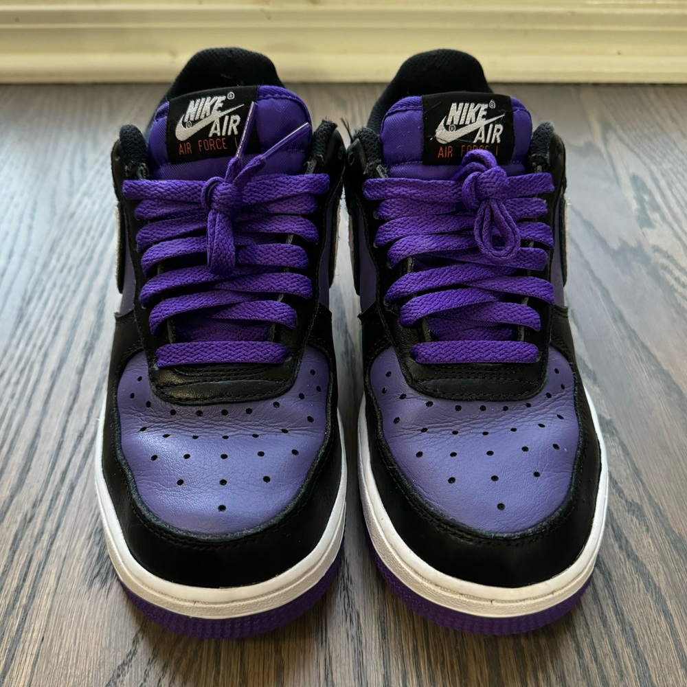 Preowned - Woman’s Custom Nike Air Force 1’s. Purple/Black/White.  Size: 7.5